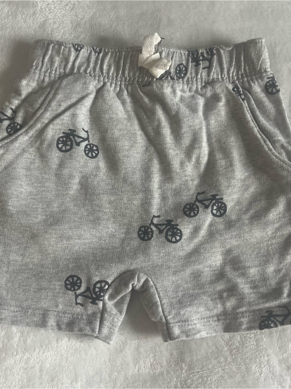 Modern Moments Toddler Boys Gray Navy Bicycle Print Cotton Shorts Sz 12M